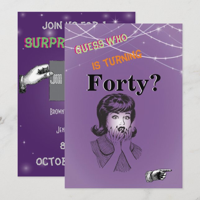 Convites Mulheres aniversário de 40 anos (Frente/Verso)