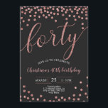 Convites Mulheres aniversário de 40 anos Elegantes Confetti<br><div class="desc">Mulheres aniversário de 40 anos Elegantes Confetti Douradas Rosa</div>