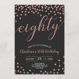 Convites Mulheres de Aniversário do 80 de Confetti Dourado