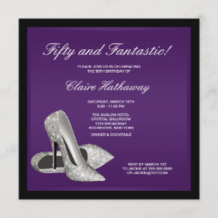 Convites Mulheres de Black High Heels Roxo 50º Aniversário