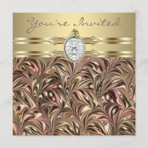 Convites Mulheres Douradas cor-de-rosa Convidam Festa de An