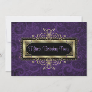Convites Mulheres Douradas roxas 50 Festas de aniversário