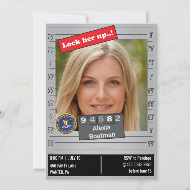 Convites Mulheres Engraçadas Polícia Capturou Piada de Aniv (Frente)