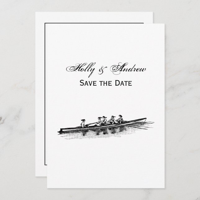 Convites Mulheres Remando Equipe de Tripulação Água Esporte (Frente/Verso)