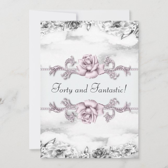 Convites Mulheres rosa rosa rosa rosa rosa aniversário de 4 (Frente)