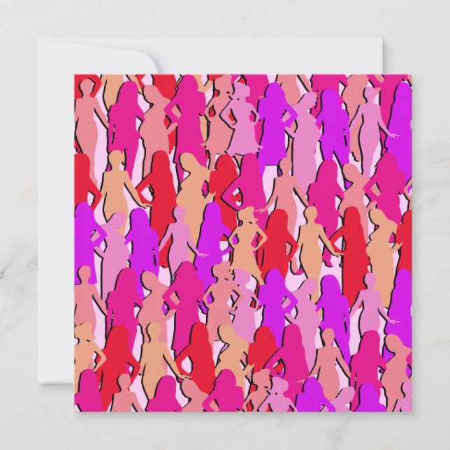 Convites Mulheres Rosa Silhouette (Frente)