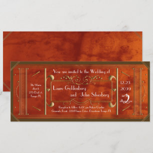 Convites multa de casamento por deco de arte, luxo de couro