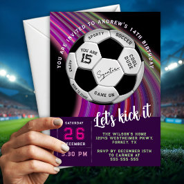 Convites Multicolor Modern Sporty Soccer Birthday
