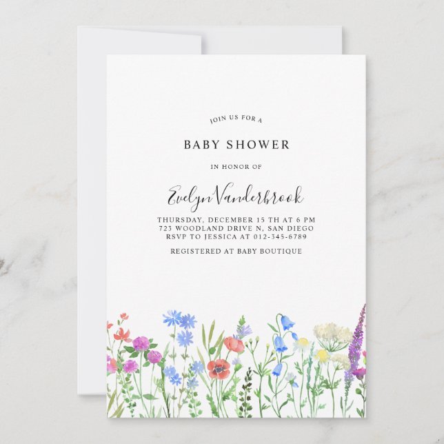 Convites Multihued Wildflower Baby Shower Celebration (Frente)