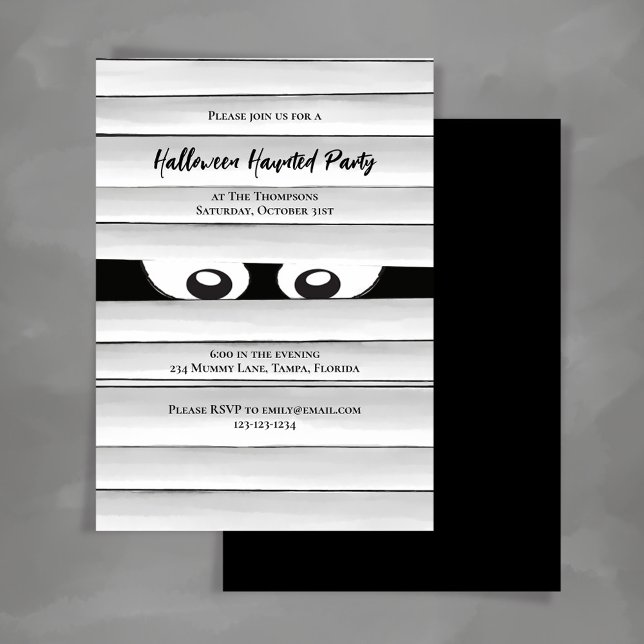 Convites Múmia do Festa de Halloween Spooky (Spooky Halloween Mummy Party Invitation Template.)