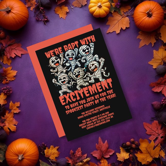 Convites Múmias Dançantes Engraçadas Raptam com Entusiasmo (Funny Dancing Mummies Rapt with Excitement Invitation Cover Photo)