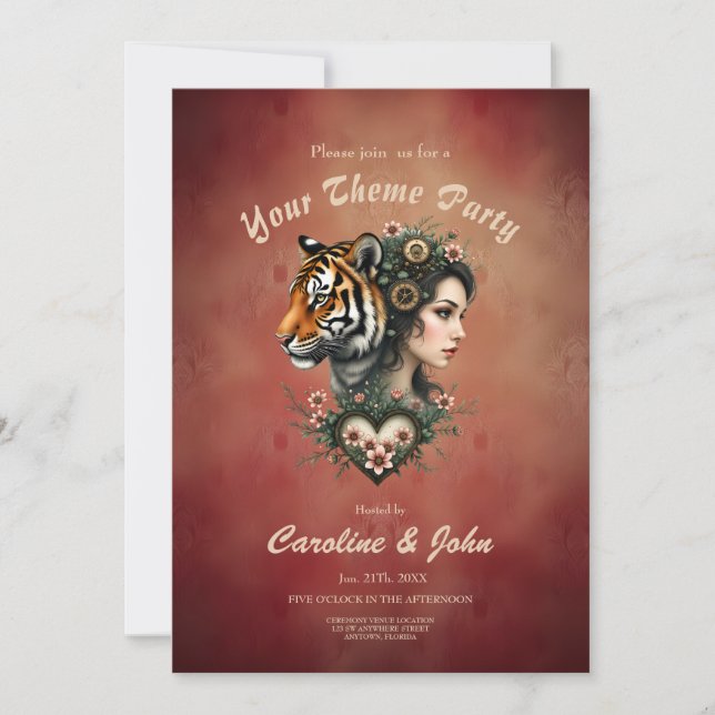 Convites Mundo floral magnético steampunk (Frente)