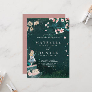Convites Mundo Mágico de Casamento Vintage Alice no País da