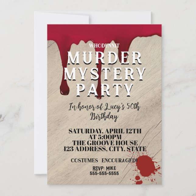 Convites Murder Mystery Dinner Invitation – Bloody Whodunit (Frente)