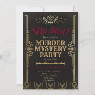 Convites Murder Mystery Game Birthday Party Invitation