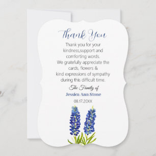 Convites Murmúrios Bluebonnets Funeral Morte Obrigado 