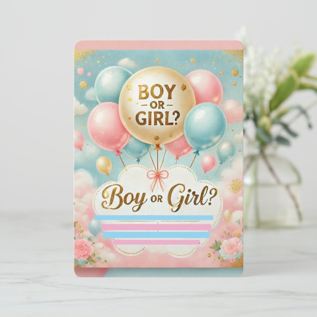 Convites Murugi Moments Gender Reveal (Em pé/Frente)