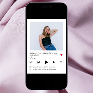 Convites Music Player Song Modern Photo Graduation 2024