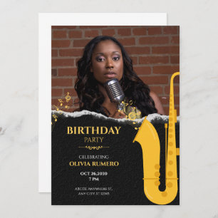 Convites Music Trumpet jazz data aniversário