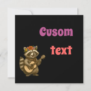Convites Música Boho Guaxinim Amante Ruído Doce Floral
