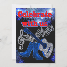 Convites Música Country Ocidental Guitarra Azul e Botas de 