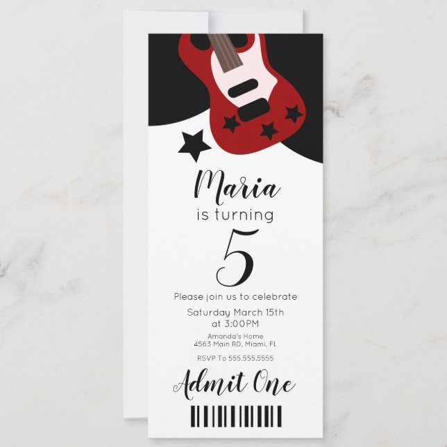 Convites Música de Concerto Fofa Estilo de Bilhete de Estre (Frente)