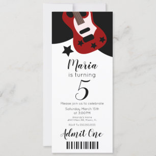 Convites Música de Concerto Fofa Estilo de Bilhete de Estre