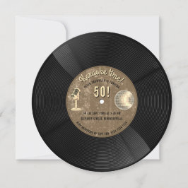 Convites Música Karaoke Disco de Vinil Retro Aniversário