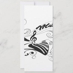 Convites Música, piano e clave com elementos florais