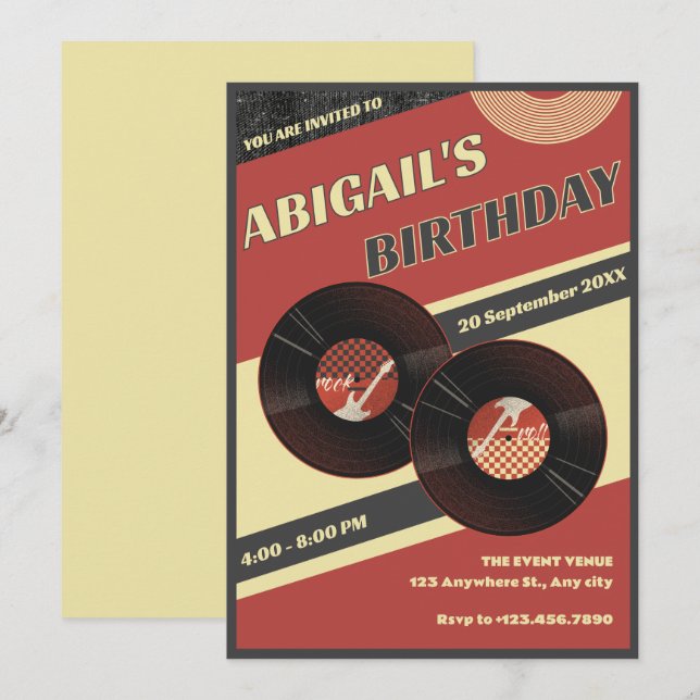 Convites Música retrô  (Frente/Verso)