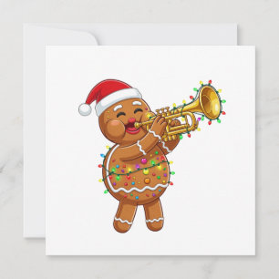 Convites Músico Feliz de Biscoito de Gengibre Tocando Tromp