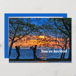Convites Músicos sunset costais Silhouday Aniversário