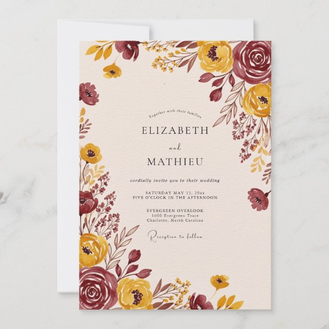 Convites Mustard Earthy Fall Wedding (Frente)