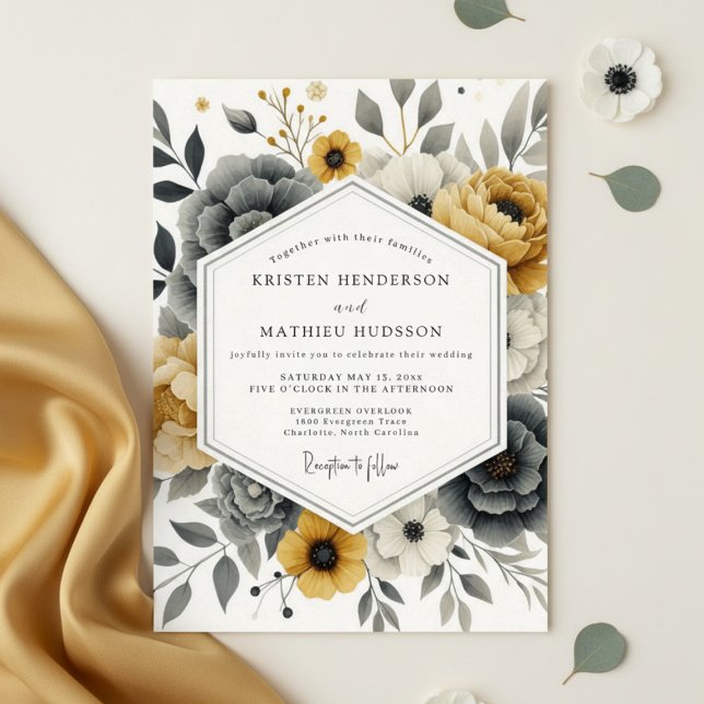 Convites Mustard Yellow Botanical Romance Wedding (Criador carregado)