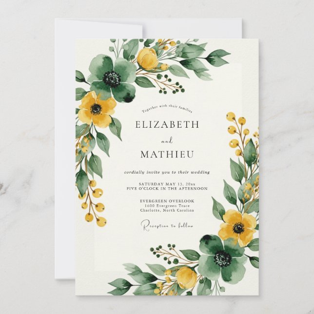 Convites Mustard Yellow Exquisite Forest Wedding (Frente)
