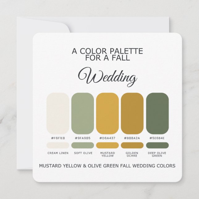Convites Mustard Yellow Olive Green Wedding Palette Card (Frente)