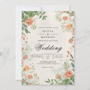 Convites Muted Floral Archway Romance Wedding