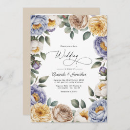 Convites Muted Periwinkle, Buttercream, and Greige Wedding