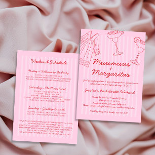 Convites Muumuus e Margaritas Rosa e Vermelho Despedida de
