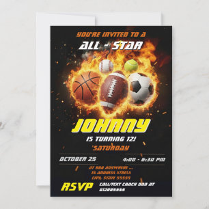 Convites MVP do Aniversário Personalizado de Esportes Estre