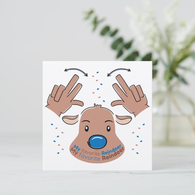 Convites My favorite Reindeer in Sign Language (Em pé/Frente)