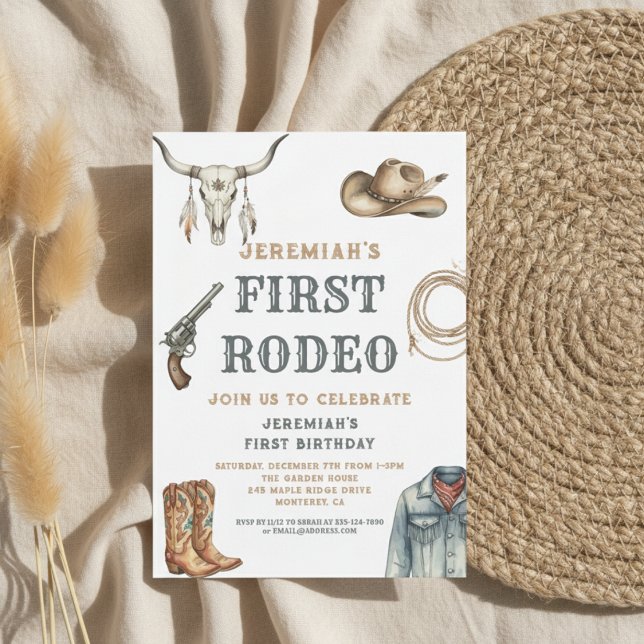 Convites My First Rodeo Cowboy 1st Birthday (Criador carregado)