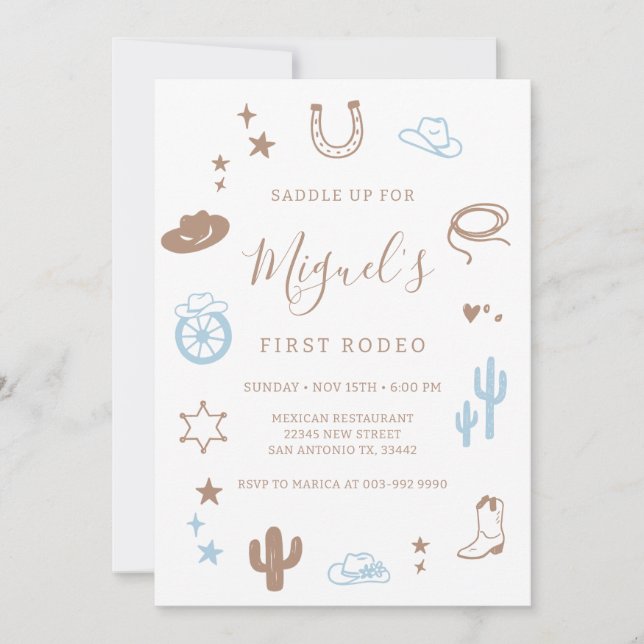 Convites My First Rodeo Southern Cowboy Birthday Invitation (Frente)