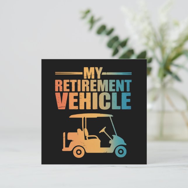 Convites My Retirement Vehicle Golf Cart Golfer Golf Cart  (Em pé/Frente)