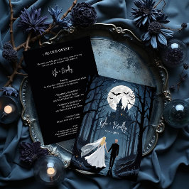 Convites Mysterious Forest Wedding Couple Haunted Castle