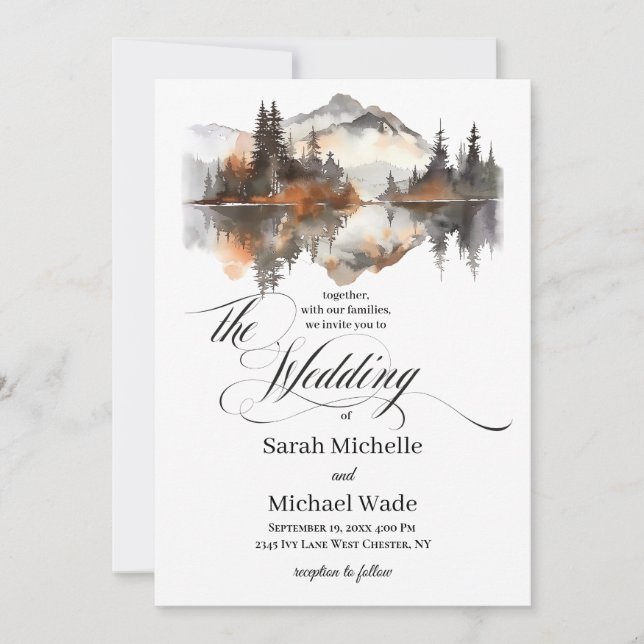 Convites Mystic Autumn Calligraphy Wedding Invitation (Frente)