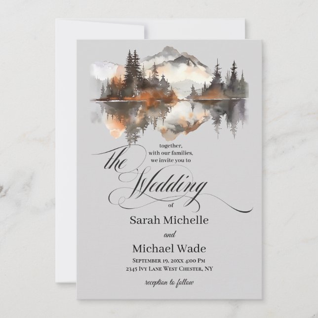 Convites Mystic Autumn Calligraphy Wedding Invitation (Frente)