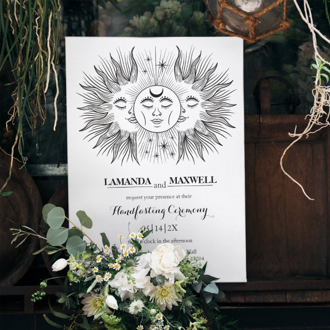 Convites Mystic Boho Moon & Sun Celestial Handfasting (Criador carregado)
