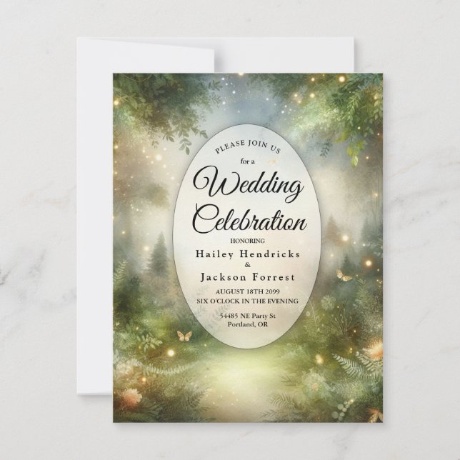 Convites Mystic Forrest Meadow Magic (Frente)