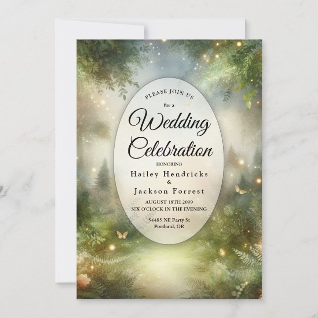 Convites Mystic Forrest Meadow Magic (Frente)